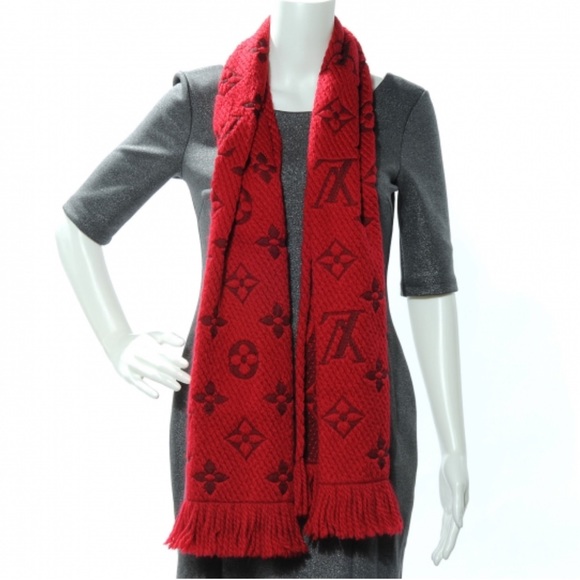 Louis Vuitton Wool Silk Logomania Scarf Rubis - Picture 16 of 16